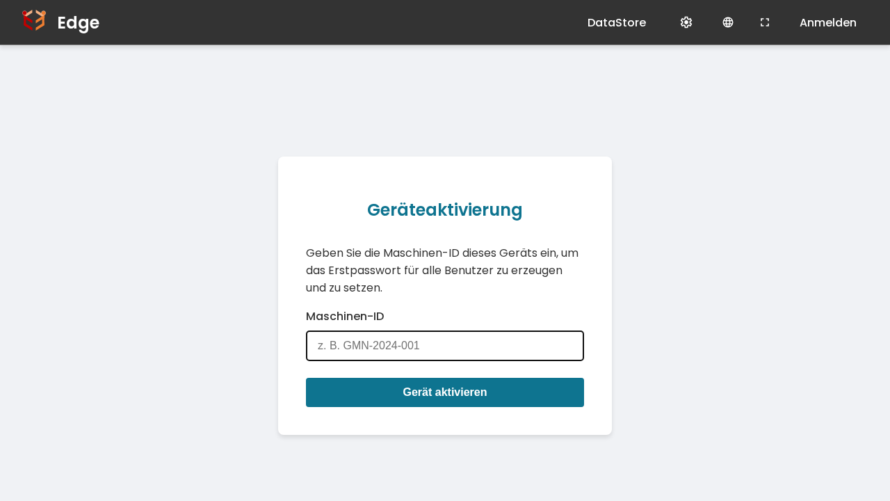 Geräteaktivierungs-Bildschirm der Brinkhaus GmbH openXEdge