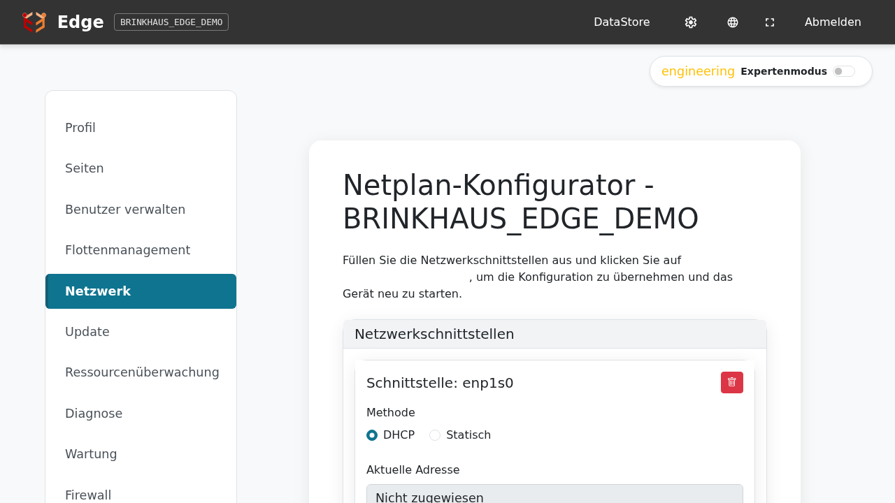 Einstellungen → Netzwerk → Netplan-Konfigurator