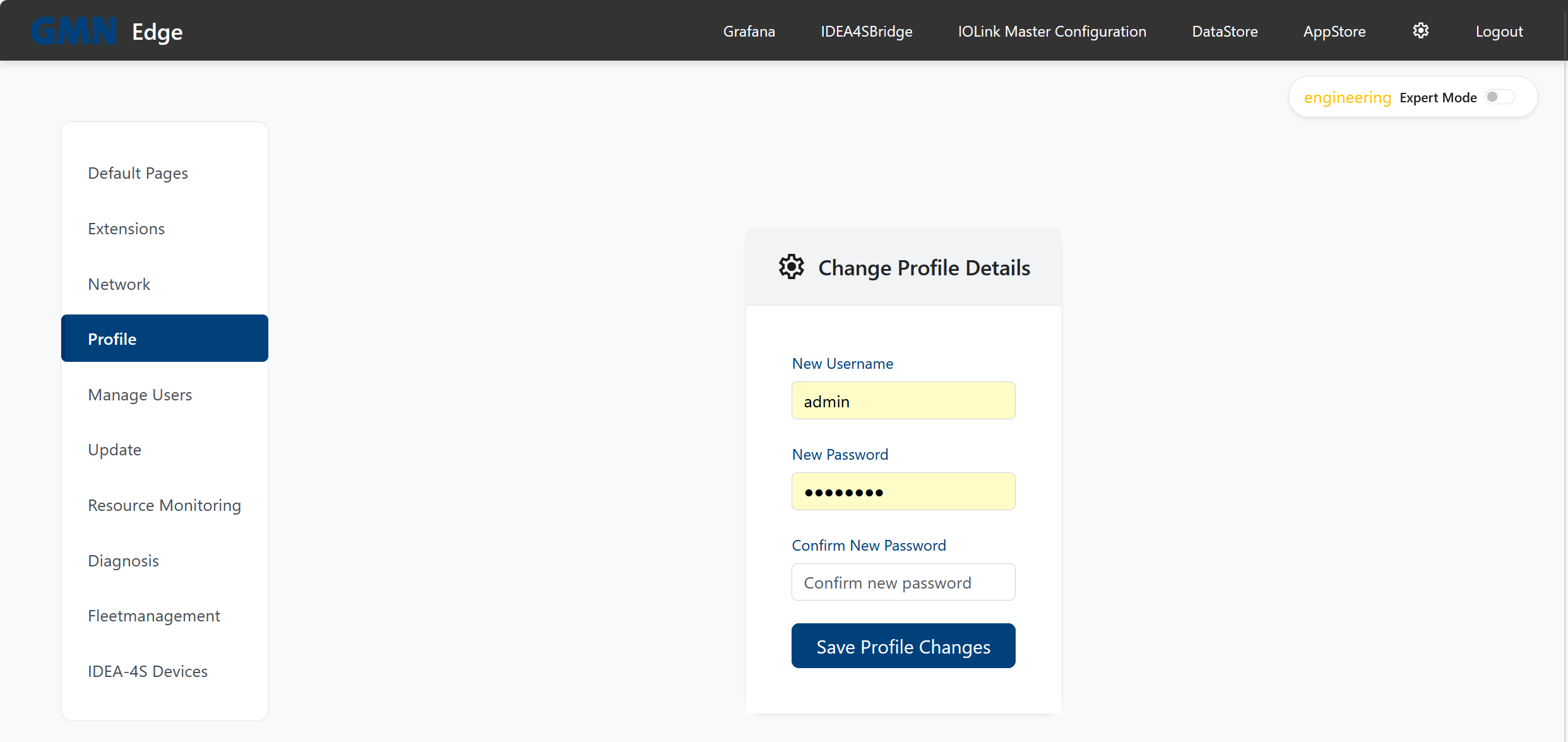 Einstellungen → Profile → Change Profile Details